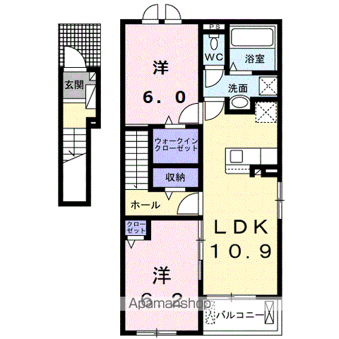 セードゥ ヴィランテ Ⅰ(2LDK/2階)の間取り写真