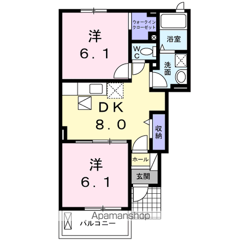 プルマージュA・R(2DK/1階)の間取り写真