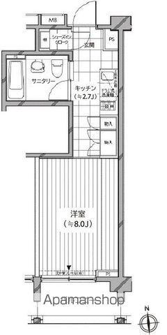カスタリア麻布十番七面坂(ワンルーム/4階)の間取り写真
