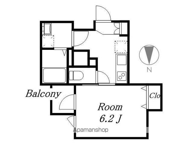 AXIA 亀島(1K/2階)の間取り写真