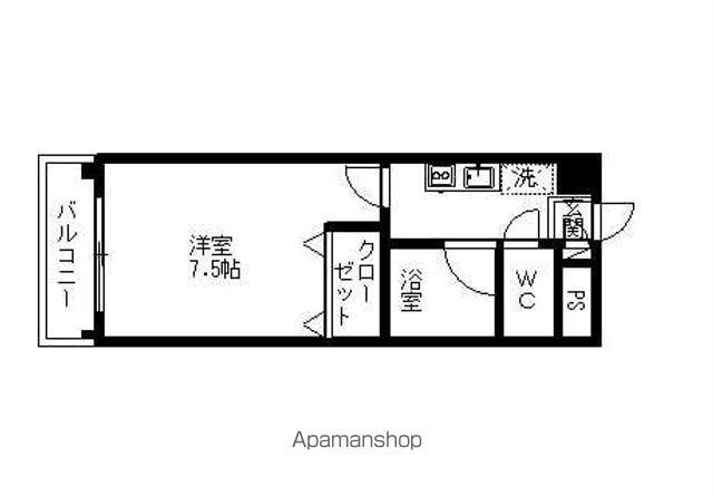 ヴィラ・パープル(1K/4階)の間取り写真