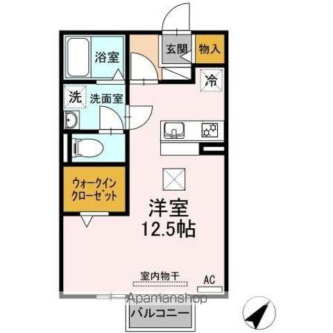 リビングタウン西枇杷島 B(ワンルーム/1階)の間取り写真