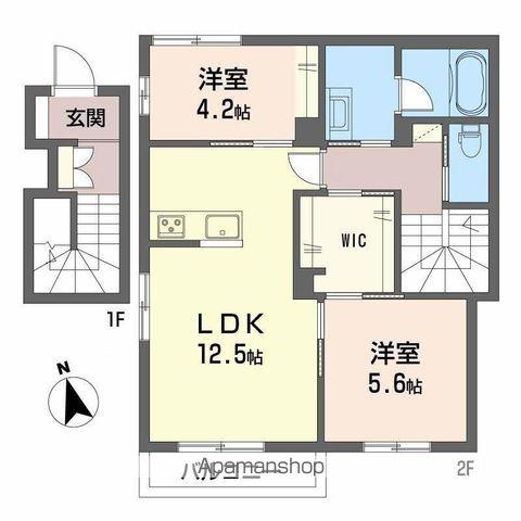 ポルトボヌール宮脇(2LDK/2階)の間取り写真