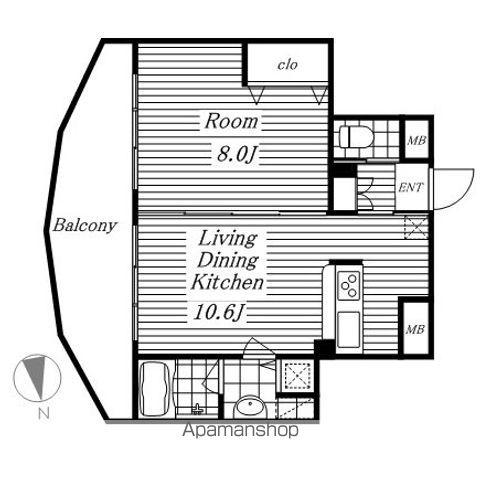 さくらHILLSリバーサイドイースト(1LDK/3階)の間取り写真