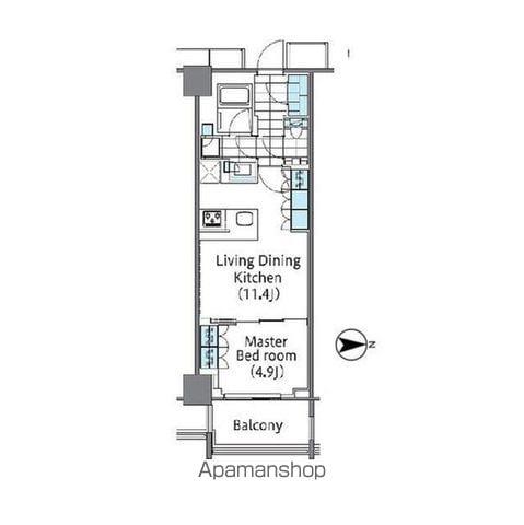 コンフォリア新宿イーストサイドタワー(1LDK/3階)の間取り写真