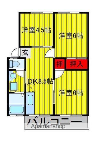ジュネスコーポB棟(3DK/1階)の間取り写真
