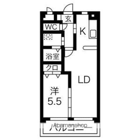 ピースフルムーン(1LDK/2階)の間取り写真