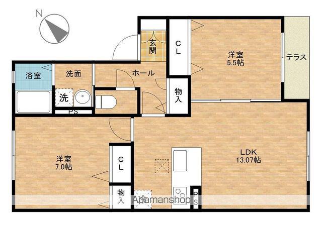シャーメゾン小津(2LDK/1階)の間取り写真