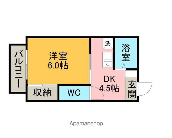 シャルマンパレス(1DK/2階)の間取り写真