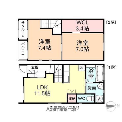 ＰＬＡＩＳＩＲ西田地方Ｂ(2LDK)の間取り写真