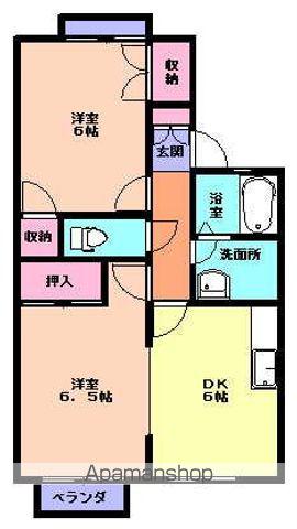 パルティールC棟(2DK/1階)の間取り写真