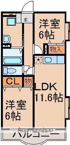 シャルマンベール(2LDK/1階)の間取り写真