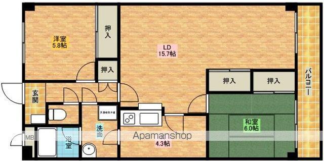 ルミエールフカキ(2LDK/2階)の間取り写真