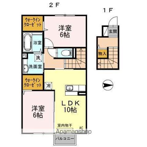 たてのきコート(2LDK/2階)の間取り写真