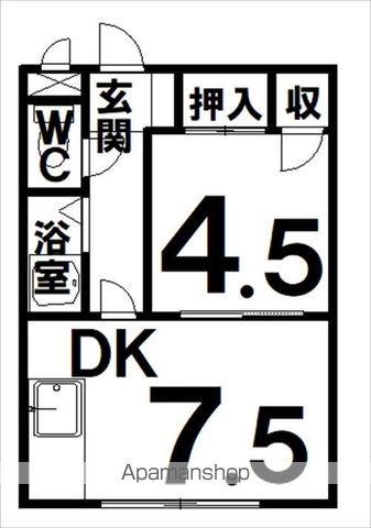 ハイツ樹林(1DK/2階)の間取り写真