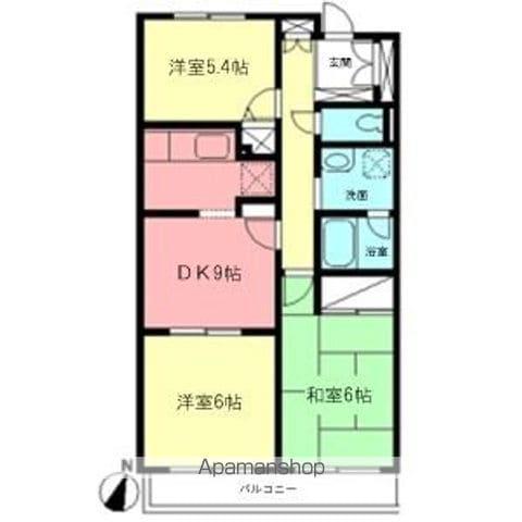 多摩エスペリア(3DK/3階)の間取り写真