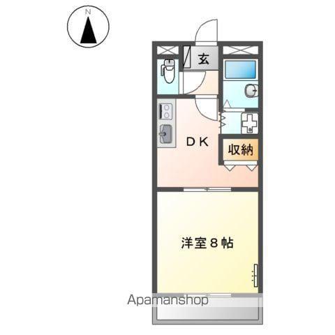 プリッツパレス(1DK/2階)の間取り写真