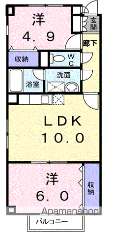 メゾン・ボヌールFⅡ(2LDK/2階)の間取り写真