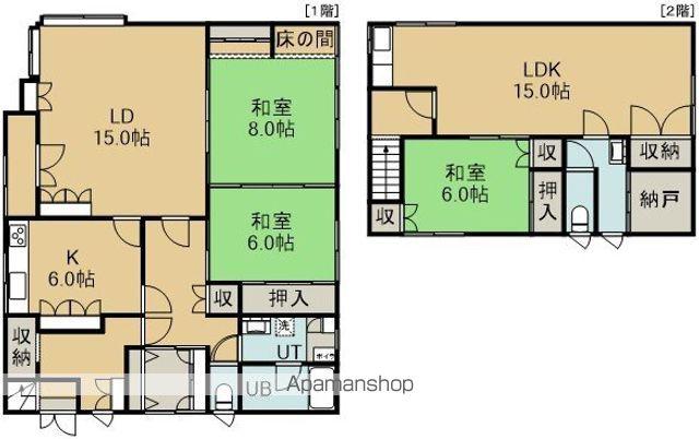 函館本線 五稜郭駅 徒歩19分 3階建 築36年(4LDK)の間取り写真