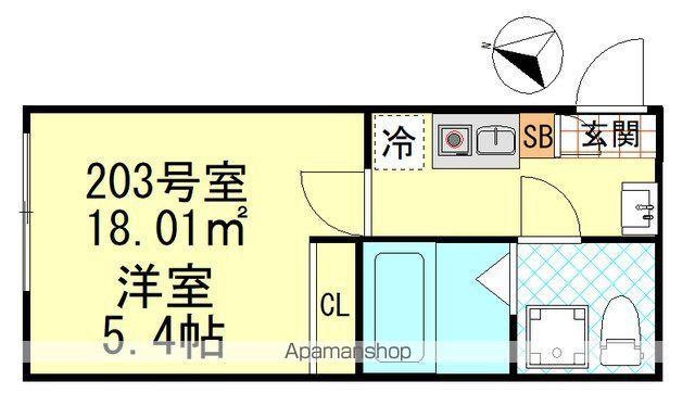 CK四ツ木(1K/2階)の間取り写真
