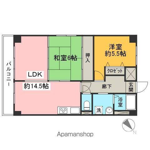 入間市駅前第2ビル(2LDK/4階)の間取り写真