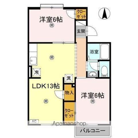 ヴァンベール屋島(2LDK/2階)の間取り写真