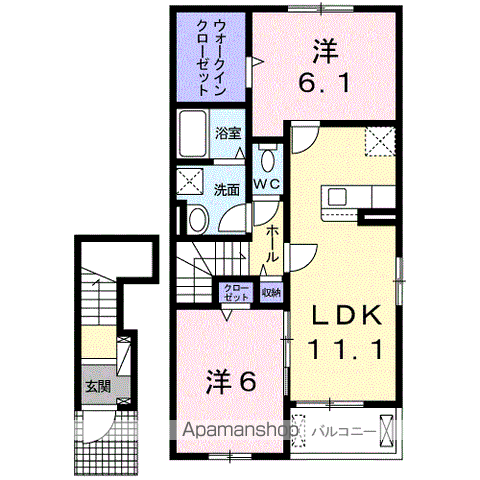 アリア Ⅰ(2LDK/2階)の間取り写真