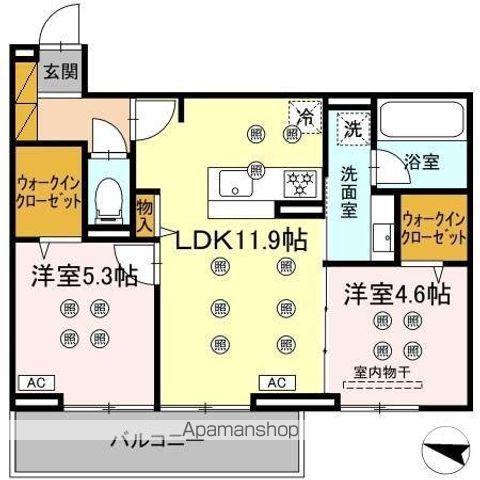 スリーレイヤー柏の葉(2LDK/2階)の間取り写真