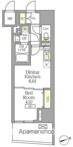 テラス北千住(1DK/15階)の間取り写真