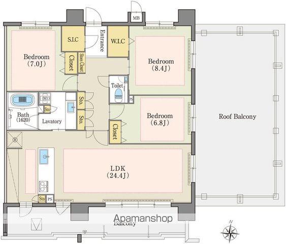 テラッツァ白壁(3LDK/8階)の間取り写真