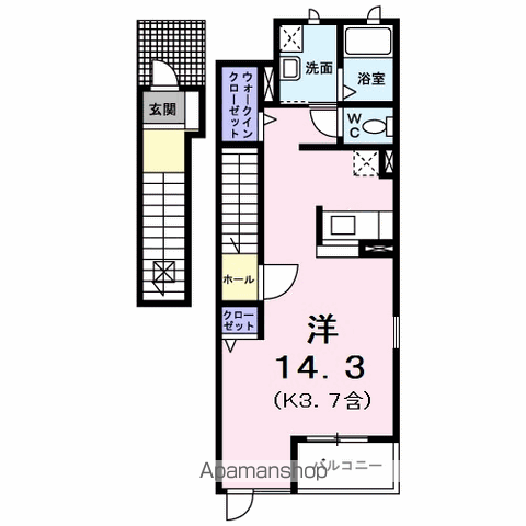 ユリエール(ワンルーム/2階)の間取り写真