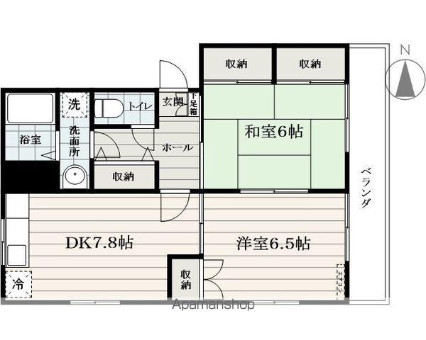 サンヒルズ香部Ⅱ(2DK/2階)の間取り写真