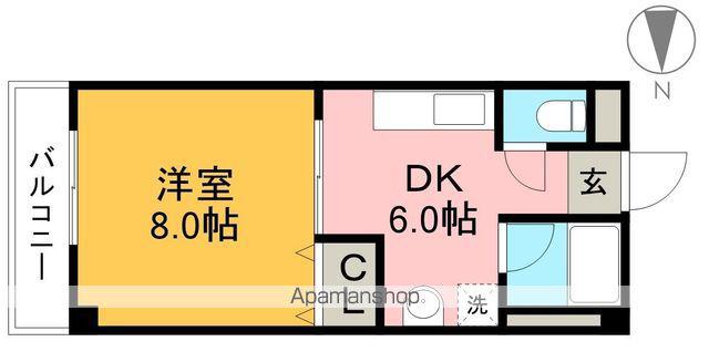 ソワール西秦Ⅰ(1DK/4階)の間取り写真
