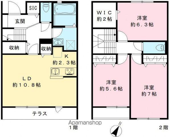 THE PARK.A・B棟(3LDK/1階)の間取り写真