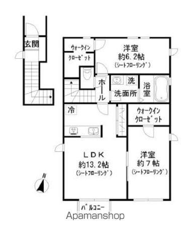 CASA DE ROSA(2LDK/2階)の間取り写真