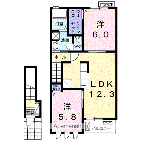 アパートメント高洲536 Ⅰ(2LDK/2階)の間取り写真
