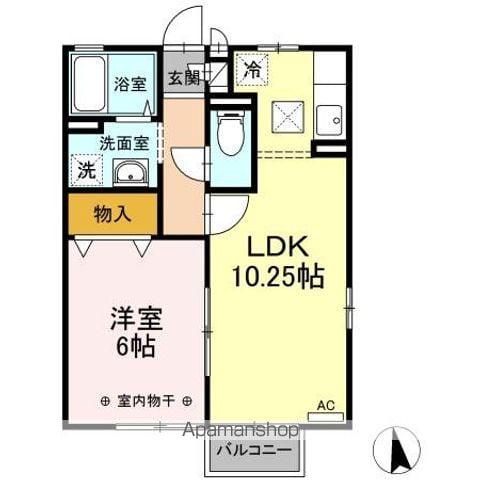 SHARES・M(1LDK/1階)の間取り写真