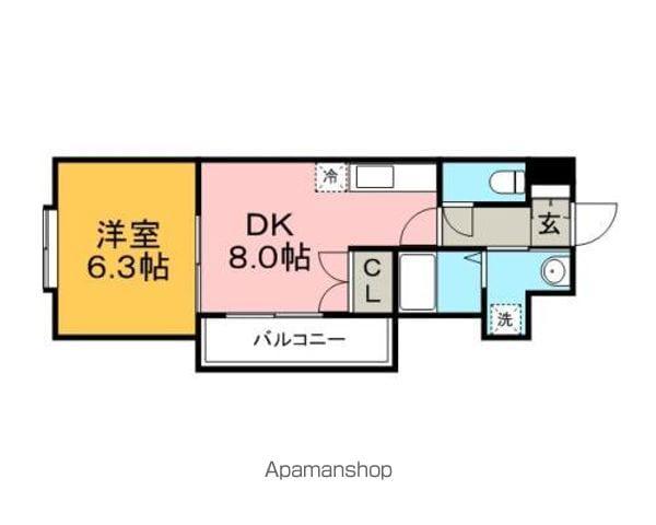 リード中央町(1DK/5階)の間取り写真