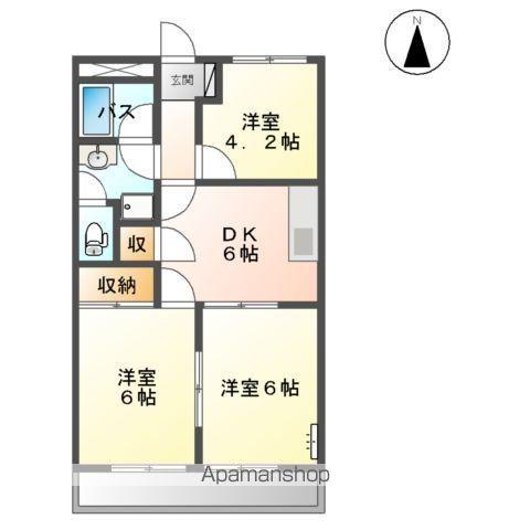 レジデンスミズノ壱番館(3DK/1階)の間取り写真