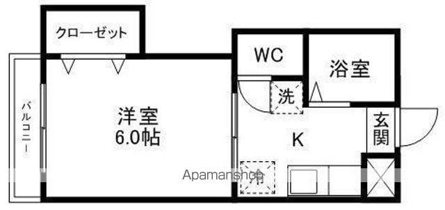 ピースフル一番町駅南(1K/2階)の間取り写真