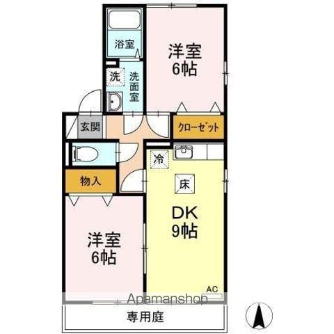 トレド・N C棟(2DK/1階)の間取り写真