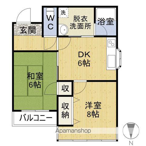 ヴェルデュール(2DK/2階)の間取り写真