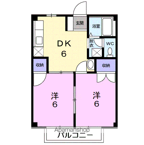 アムール21(2DK/2階)の間取り写真