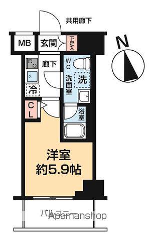 ヴァローレ松戸フィーロ(1K/2階)の間取り写真