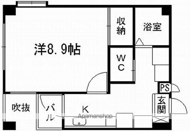 ハーモニー坪井(1K/2階)の間取り写真