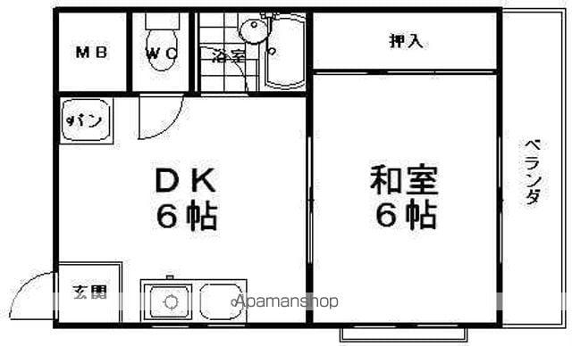 ハイツ寿(1DK/2階)の間取り写真
