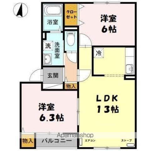 ろいうっどイースト(2LDK/2階)の間取り写真