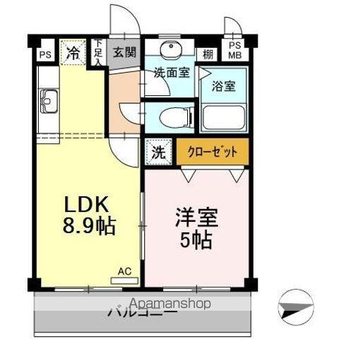 トマトハウスⅠ(1LDK/2階)の間取り写真