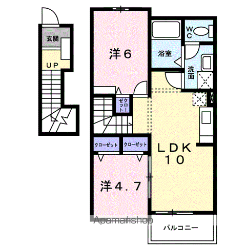 ヴィラ・エクセレントA(2LDK/2階)の間取り写真