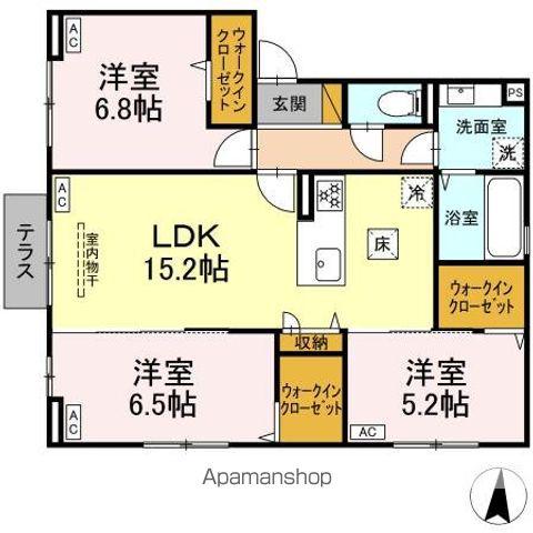 D-ROOM若草(3LDK/1階)の間取り写真
